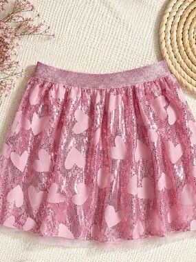 Cat & Jack Pink Sequin Heart Tulle Skirt